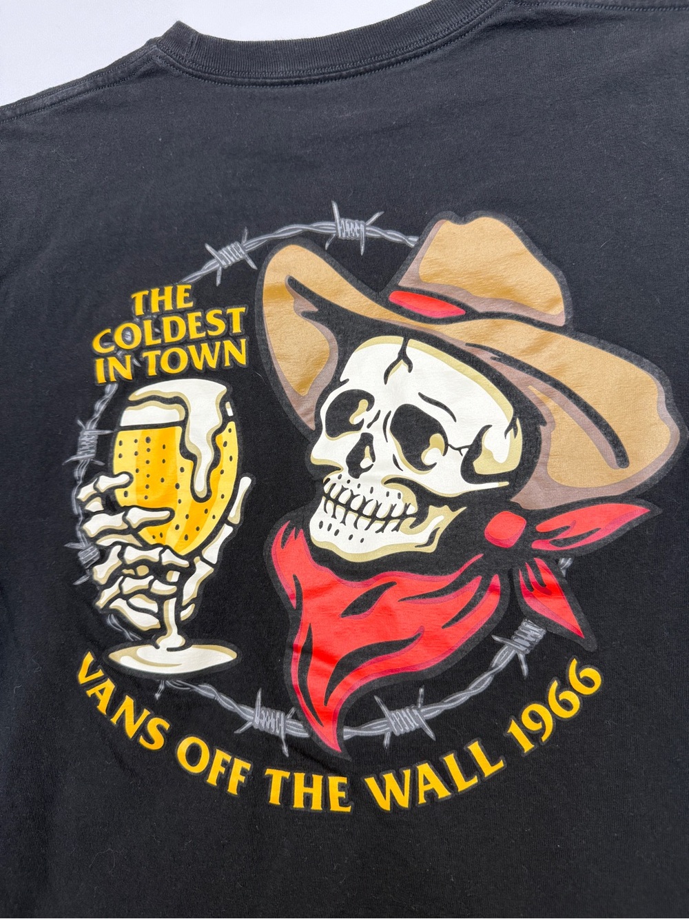 Vans The Coldest In Town Skeleton Cowboy Short Sleeve Graphic T-Shirt Medium